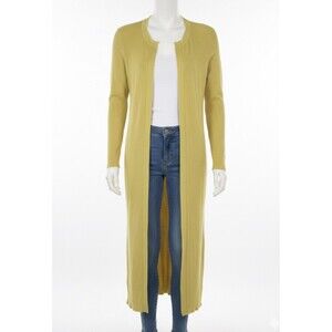 Anthropologie Saturday Sunday Yellow Ribbed Knit Long Duster Cardigan Size MP